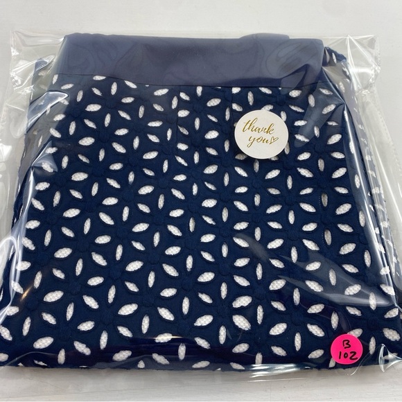 JG Sassy Women’s Navy White Floral Cut-Out 100% Cotton Pencil Skirt Sz 8 - Picture 12 of 12